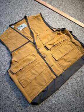 Vintage Duck Bay 100% Cotton Canvas Hunting Vest with Game Bag and Shell Loops